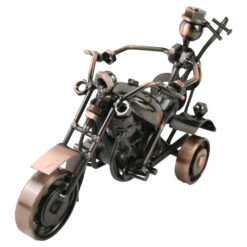 Decoratiune metalica Motocicleta cu figurina, 17 cm
