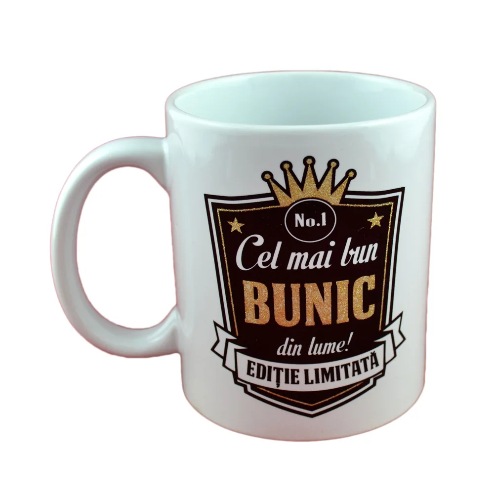 Cana ceramica Boss nr.1, 300 ml "Cel mai bun bunic din lume!", in cutie decorativa - imagine 2