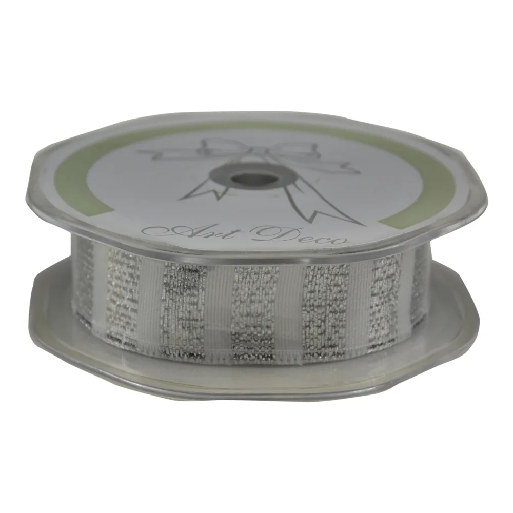 Rola panglica pentru decor argintiu 25 mm x 10 m