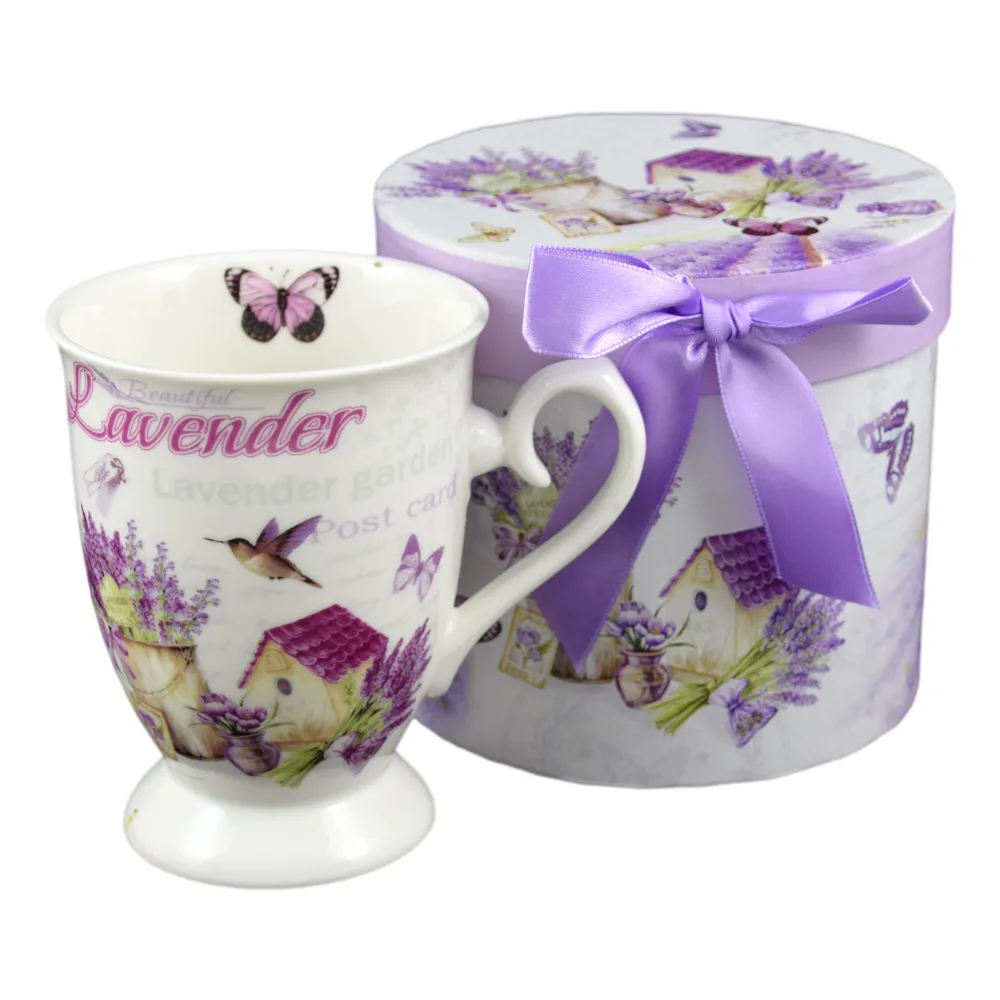 Cana din ceramica "Lavender" in cutie decorativa, 300 ml