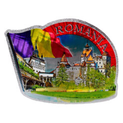 Magnet de frigider din metal 9x6 CM - Castelul Bran & Cetatea Sighisoarei