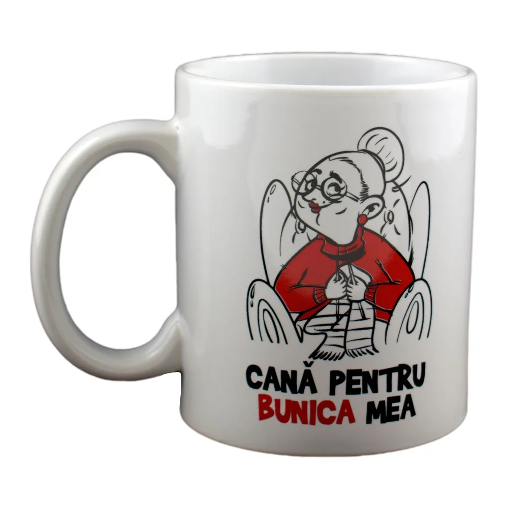 Cana ceramica 300 ml, "Cana pentru bunica mea", in cutie decorativa - Funny Mug
