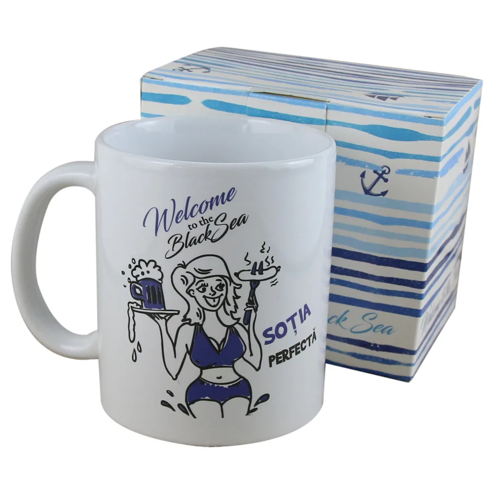 Cana ceramica 300 ml "Sotia perfecta", in cutie decorativa - Black Sea
