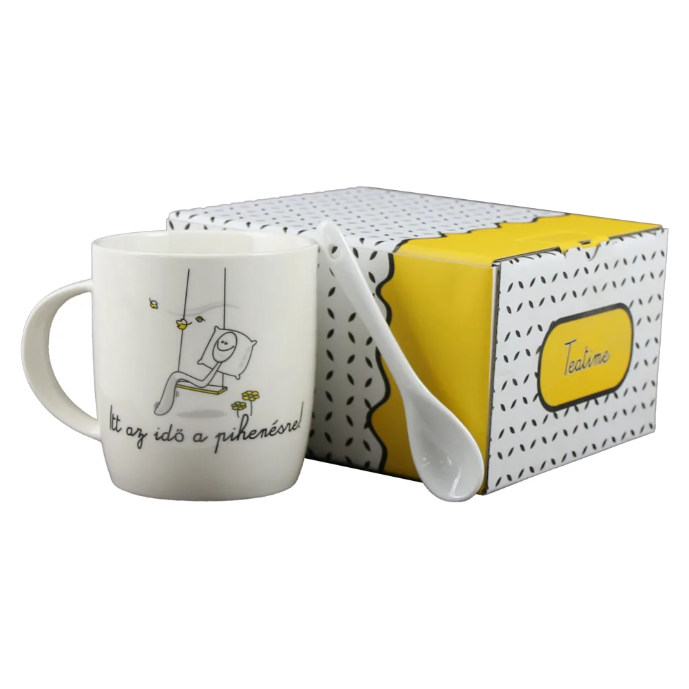 Cana cu lingurita 330 ml "Itt az ido a pihenesre", in cutie decorativa