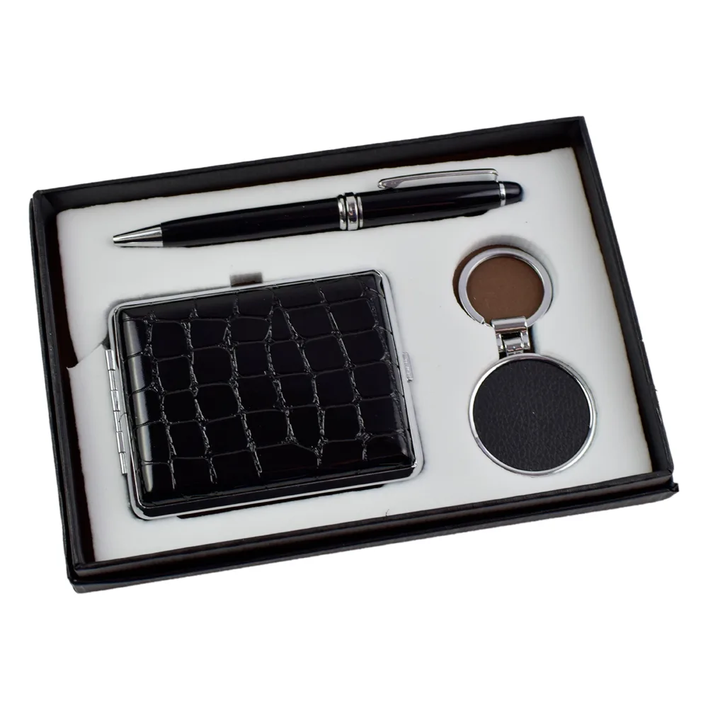 Set cadou 3 piese pentru barbati - Port card/Breloc/Pix