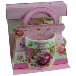 Cana realizata din ceramica in cutie - Design cu trandafiri - Diverse modele (Model 1)