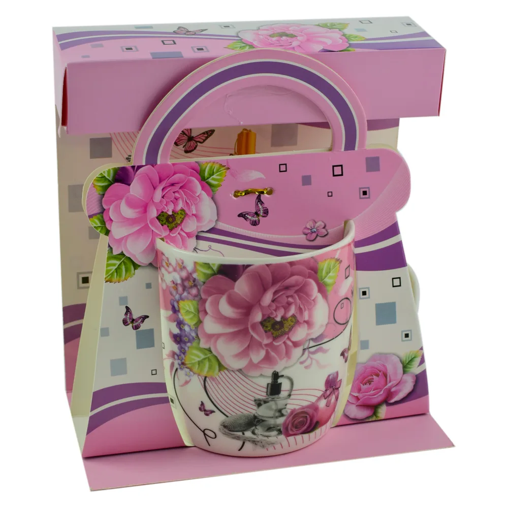 Cana realizata din ceramica in cutie - Design cu trandafiri - Diverse modele (Model 2) - imagine 3