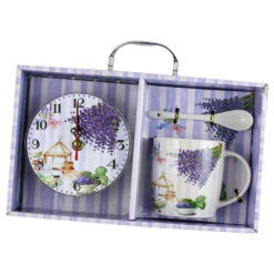 Cana cu lingurita si ceas din lemn "Lavender" - imagine 3