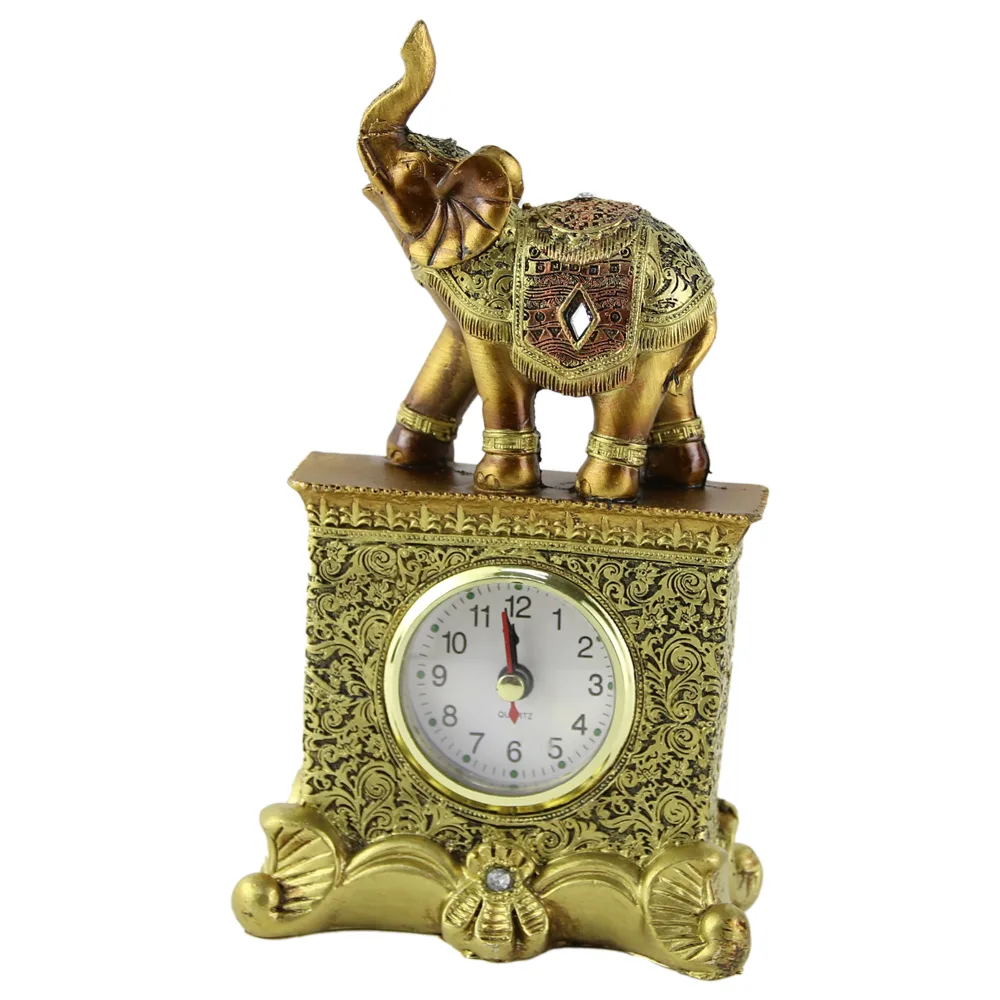 Ceas de masa din rasina aurie Elefant 20 CM
