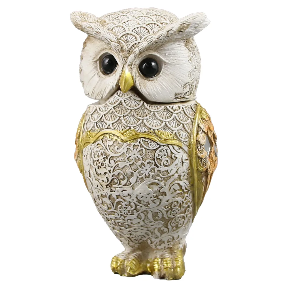 Figurina bufnita/Cutiuta, din rasina aurie 14 CM