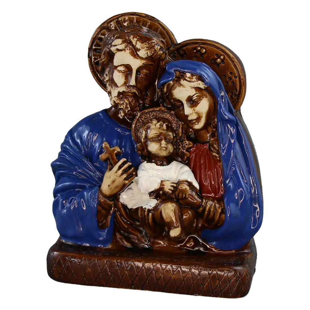 Statueta din ipsos Sfanta Familie 11 x 6 x 14 cm, colorat