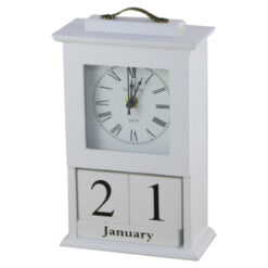 Calendar Perpetuu din lemn cu ceas 15x22 CM, Alb