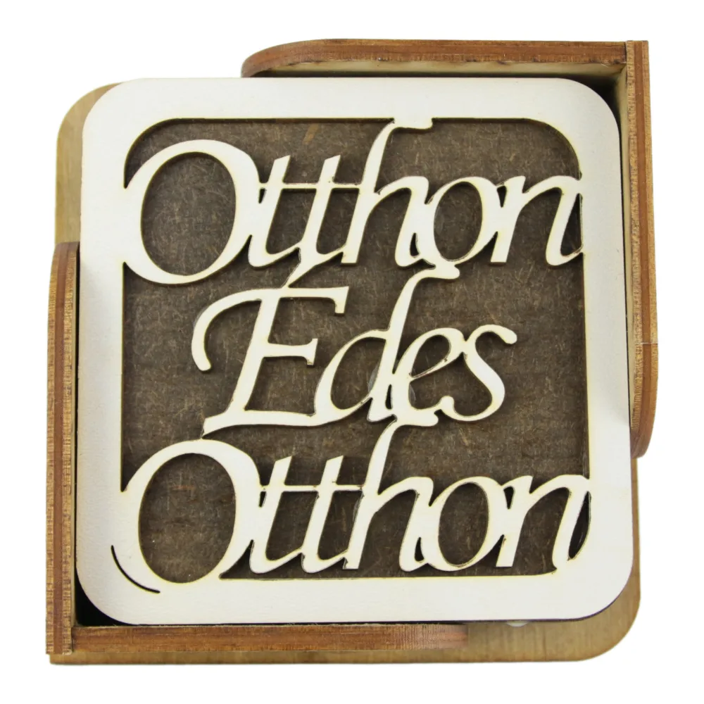Set 6 suporturi pahare din lemn 10 CM "Edes otthon"