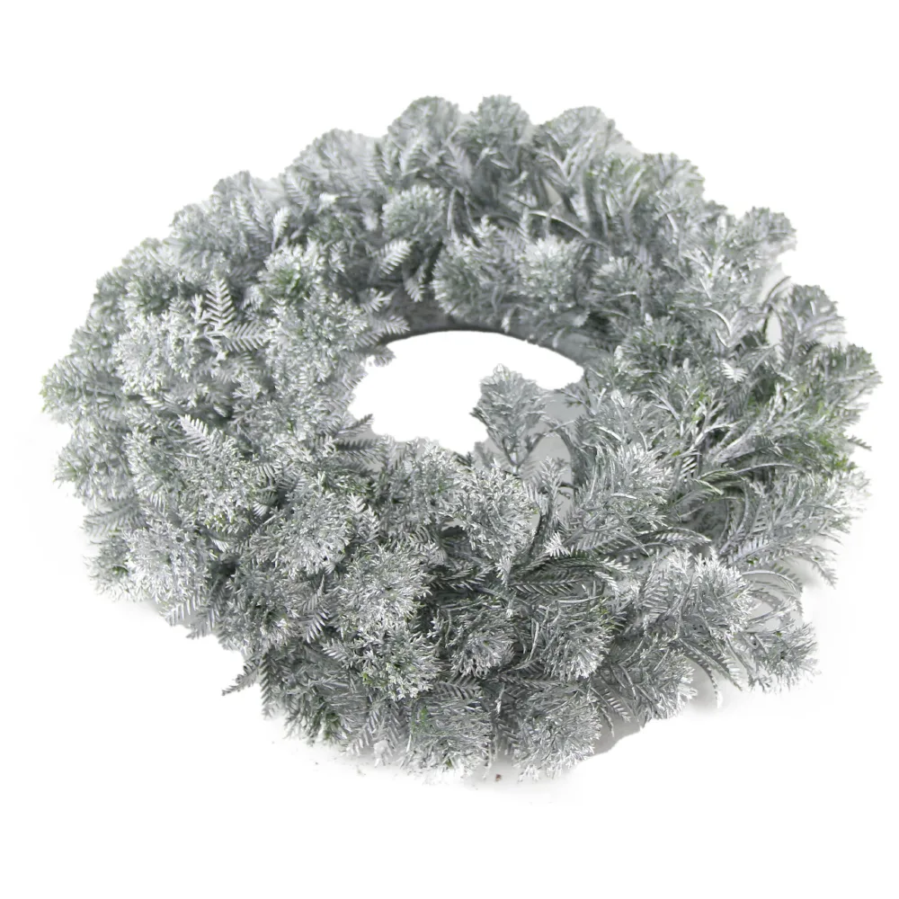 Coroana decorativa Floare Matase Argintiu 30 CM