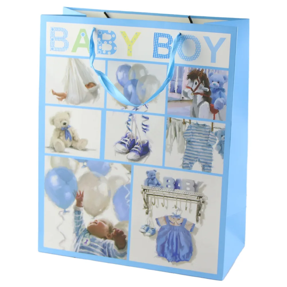 Punga cadou din hartie 26x32 CM - Baby Boy collage