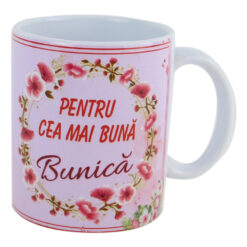 Cana ceramica "Pentru cea mai buna Bunica" 330 ml, Roz