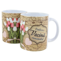 Cana ceramica "Pentru o Vecina minunata" 330 ml