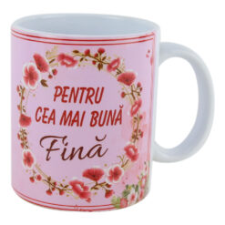 Cana ceramica "Pentru cea mai buna Fina" 330 ml, Roz