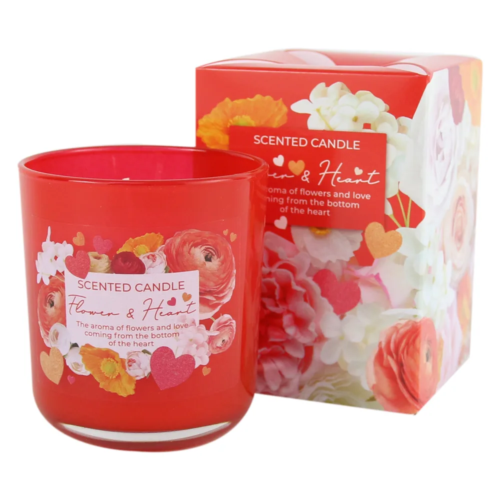 Lumanare parfumata in pahar Flower & Heart 150 gr