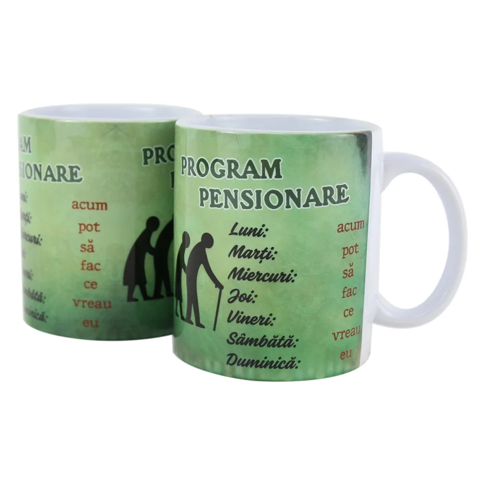 Cana ceramica "Program Pensionare" 330 ml