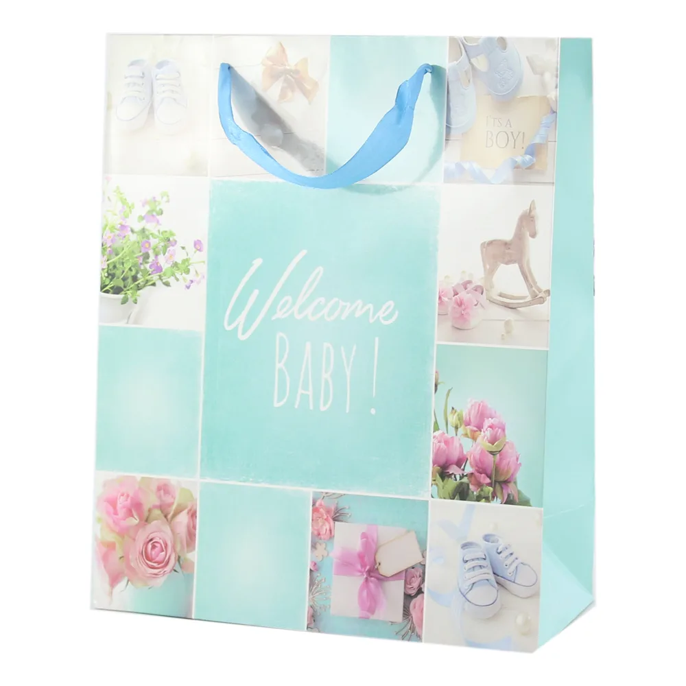 Punga cadou din hartie 26x32 CM - "Welcome Baby" Boy
