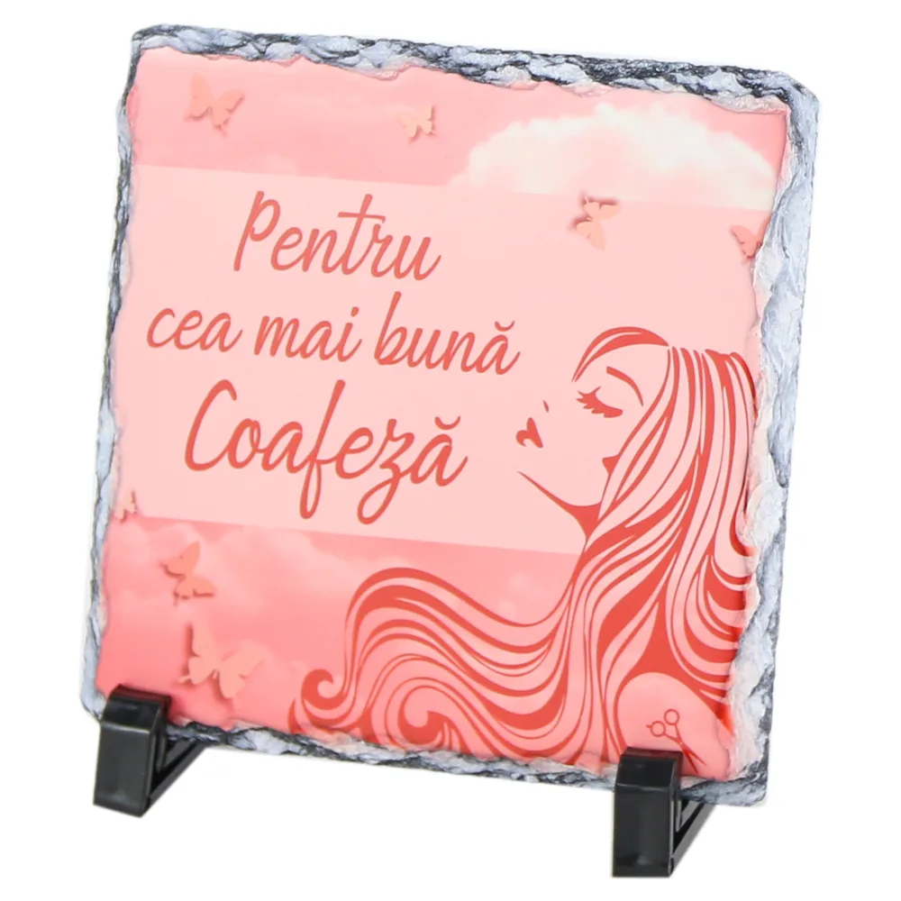 Placa ardezie "Pentru cea mai buna Coafeza" 14x14 CM