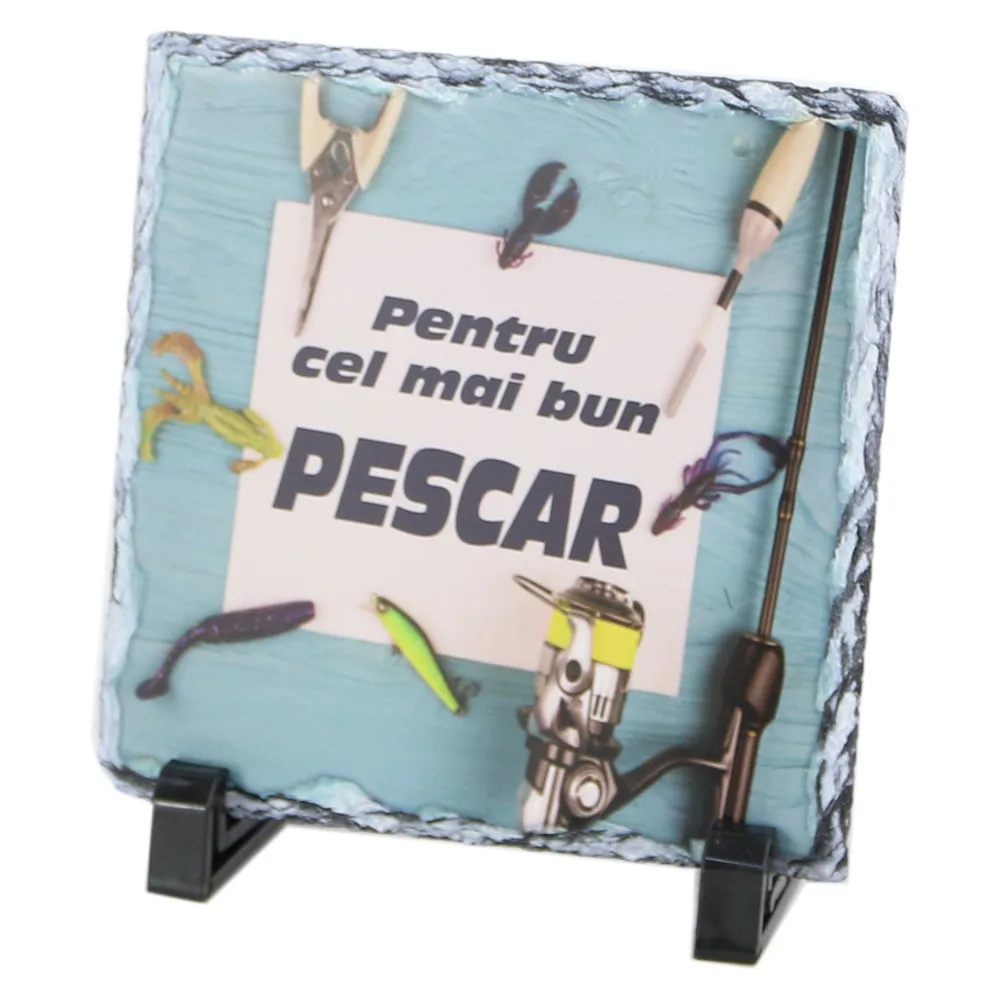 Placa ardezie "Pentru cel mai bun Pescar" 14x14 CM