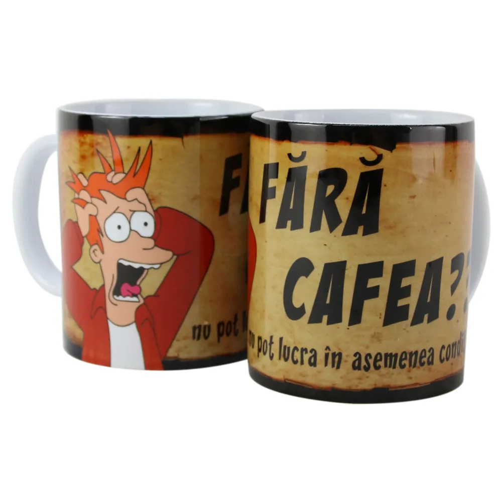 Cana ceramica "Fara Cafea...?" 330 ml