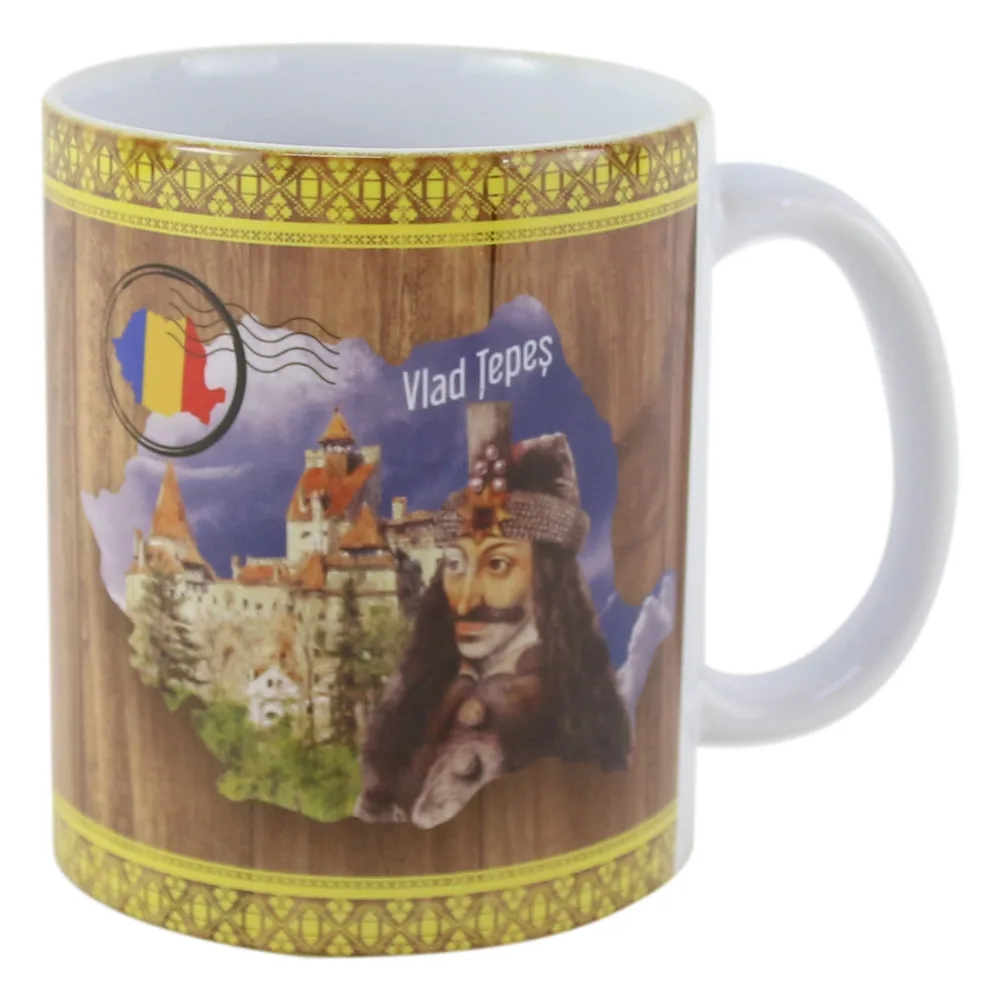 Cana ceramica Harta Romaniei/Vlad Tepes 330 ml
