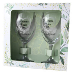 Set 2 pahare vin "Si Acuma as zice Da! - La multi ani!", 220 ml, in cutie eleganta