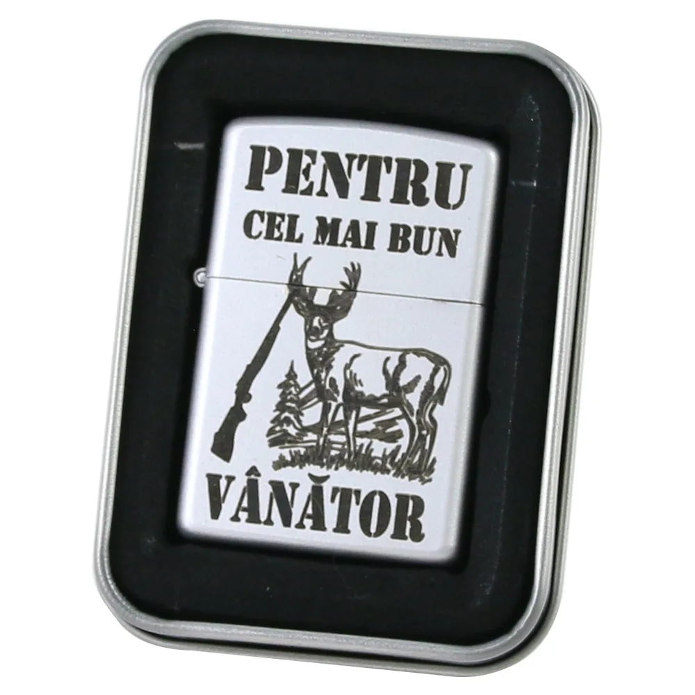 Bricheta metalica "Pentru cel mai bun Vanator", 3.5x5.5 CM, Argintiu