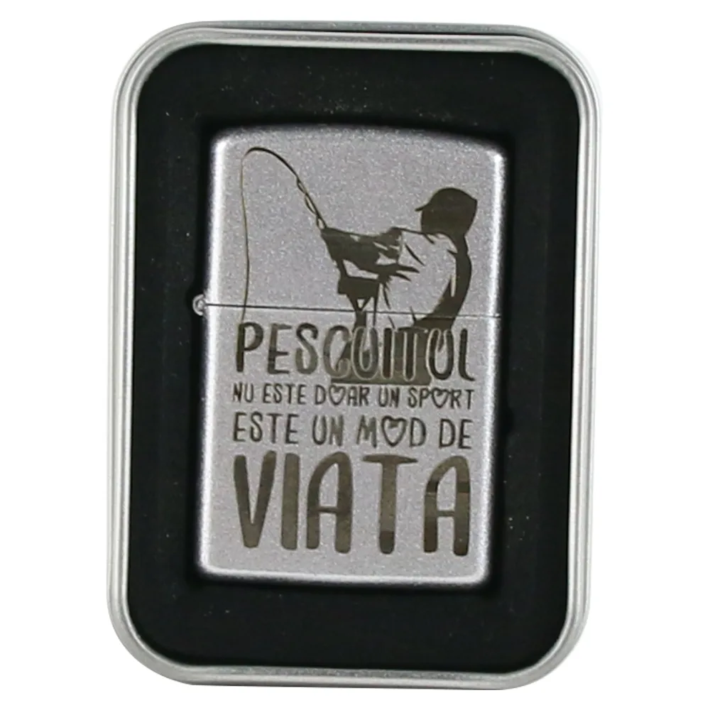 Bricheta metalica "Pescuitul nu este...", 3.5x5.5 CM, Argintiu