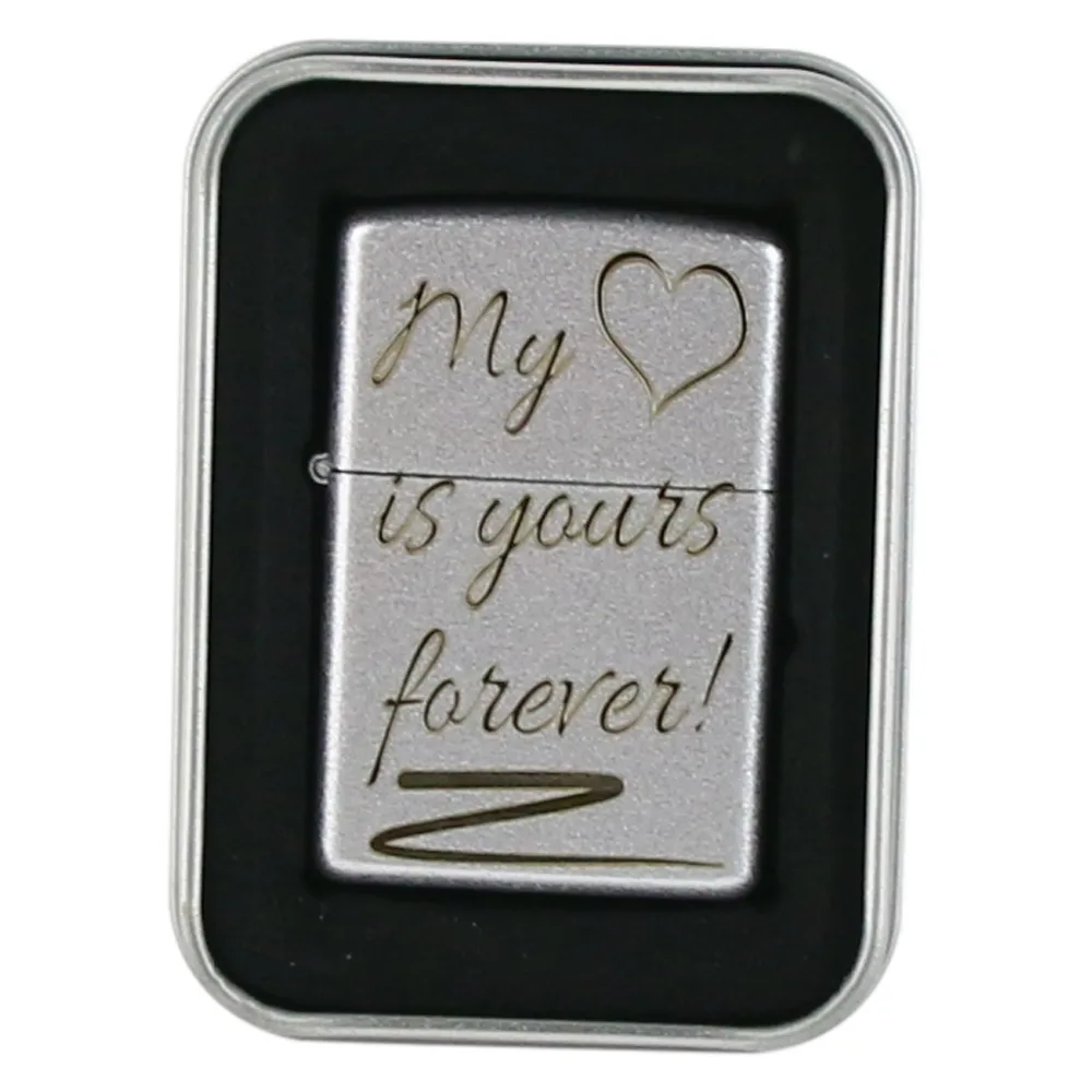 Bricheta metalica "My heart is yours forever.", 3.5x5.5 CM, Argintiu