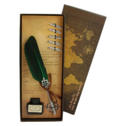 Set de caligrafie vintage cu pana, cerneala si 5 penite World Map - imagine 3