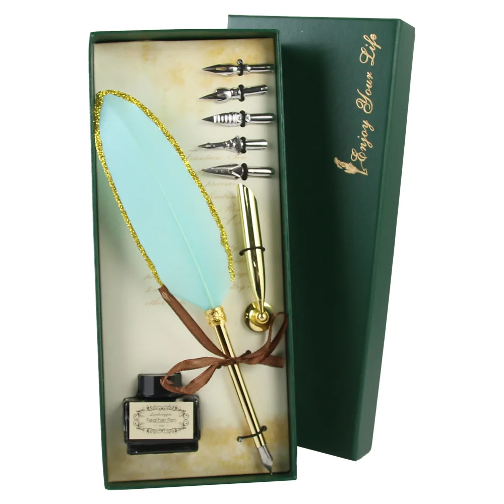 Set de Caligrafie cu Pana, stil Vintage, "Enjoy Your Life" - 8 piese - imagine 2