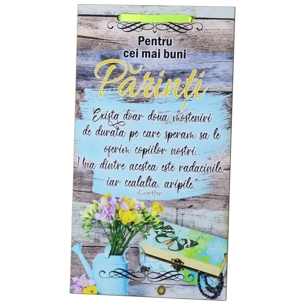 Tablou lemn personalizat "Pentru cei mai buni Parinti..." 15x27 CM