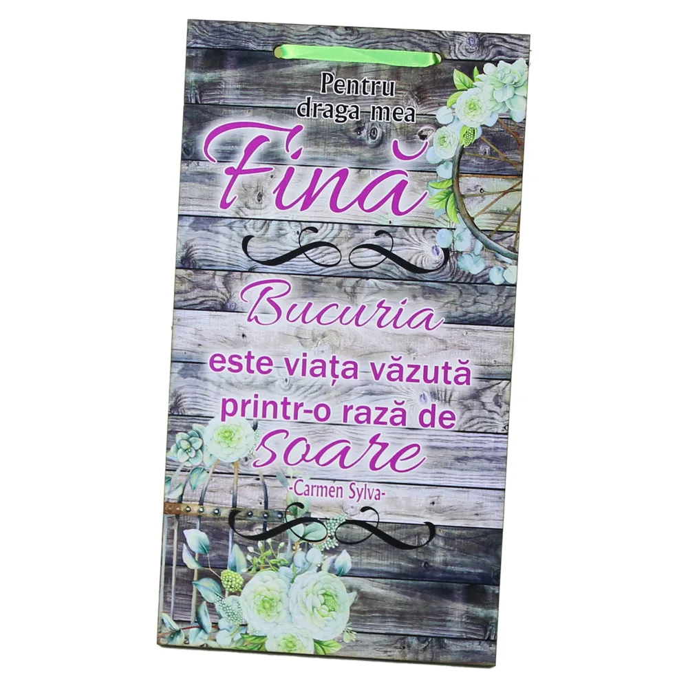 Tablou lemn personalizat "Pentru draga mea Fina..." 15x27 CM