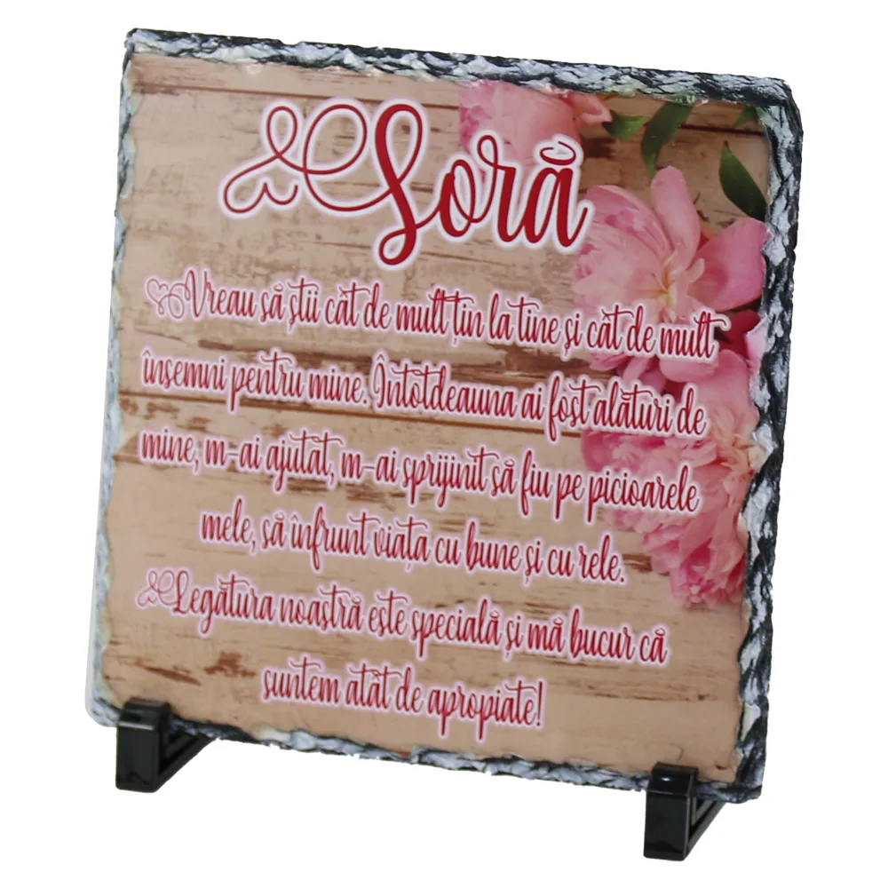 Placa ardezie "Pentru cea mai buna Sora!" 19x19 CM