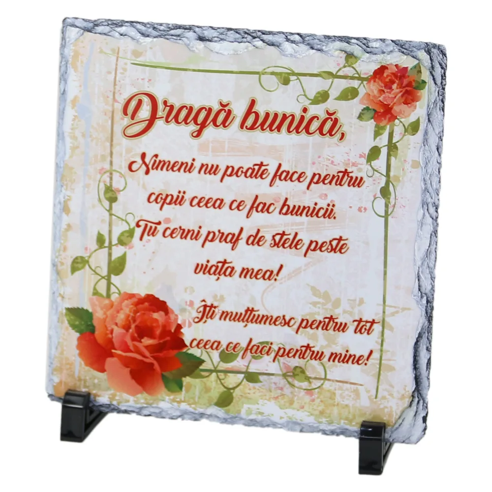Placa ardezie "Draga Bunica...!" 19x19 CM