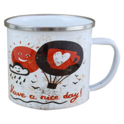Cana metalica emailata 240 ml "Hava a nice Day!"