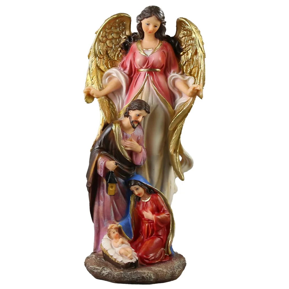 Figurina Inger cu Sfanta Familie 11x25 CM, din rasina