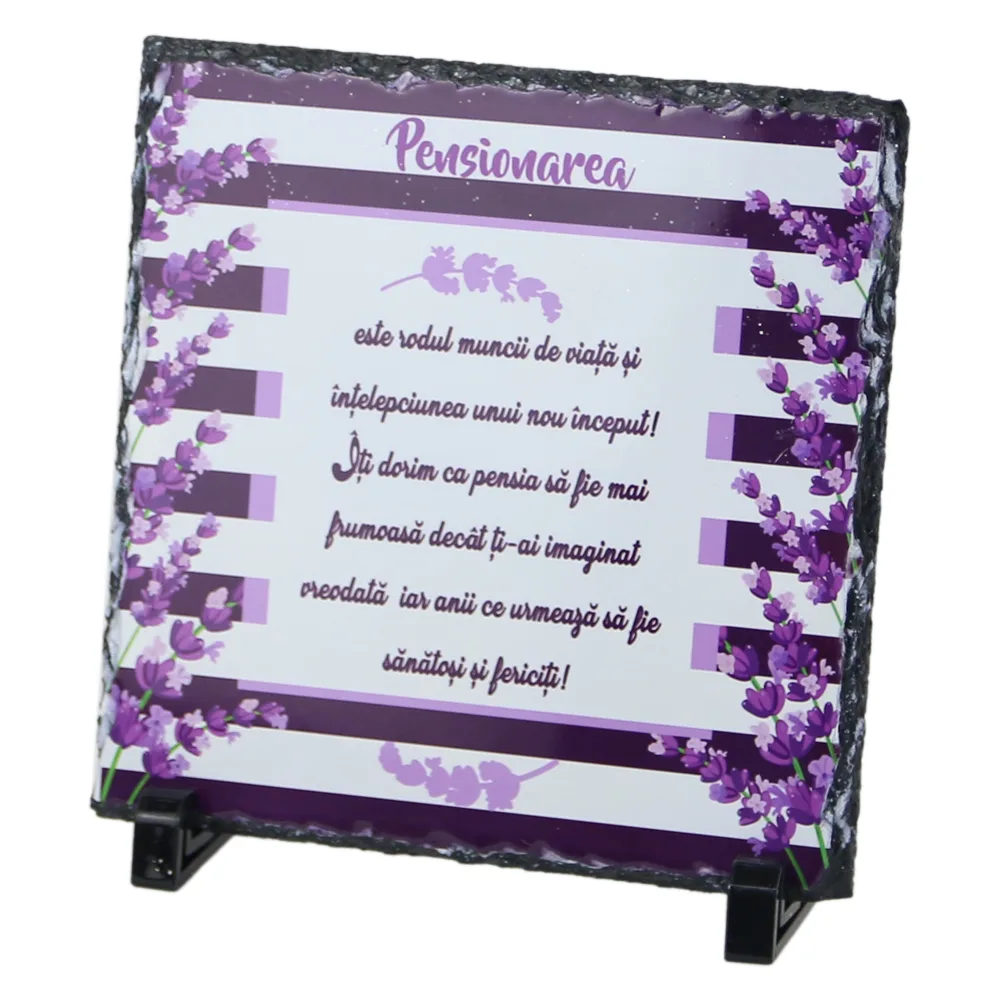 Placa ardezie "Pensionarea este rodul..." 19x19 CM