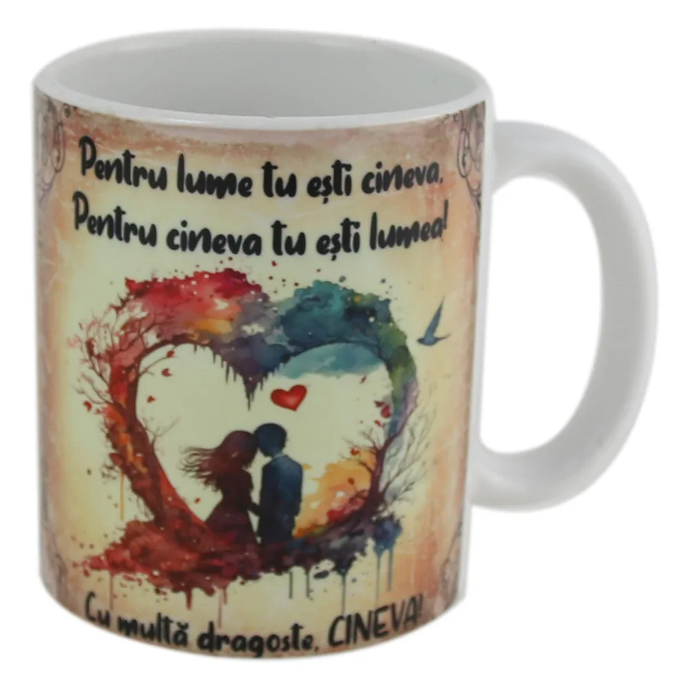 Cana ceramica "Cu multe dragoste, Cineva" 330 ml