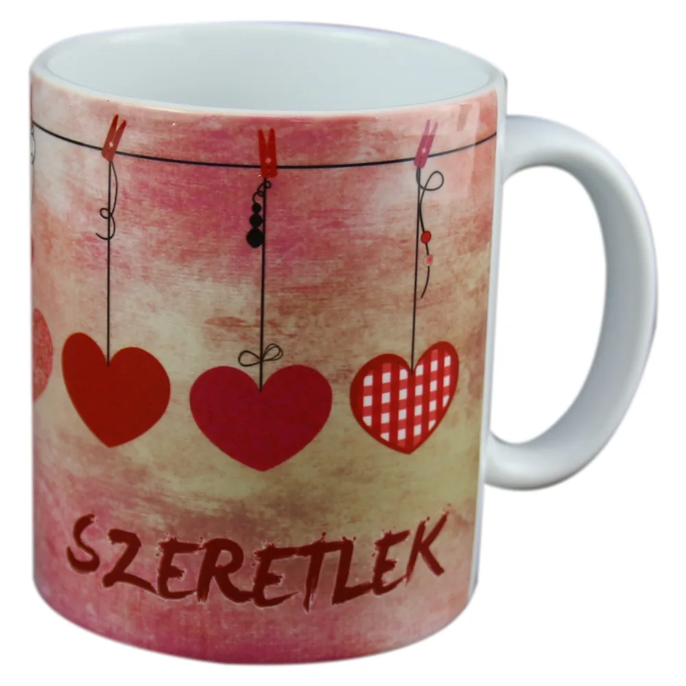 Cana ceramica "Szeretlek" 330 ml, Inimioare
