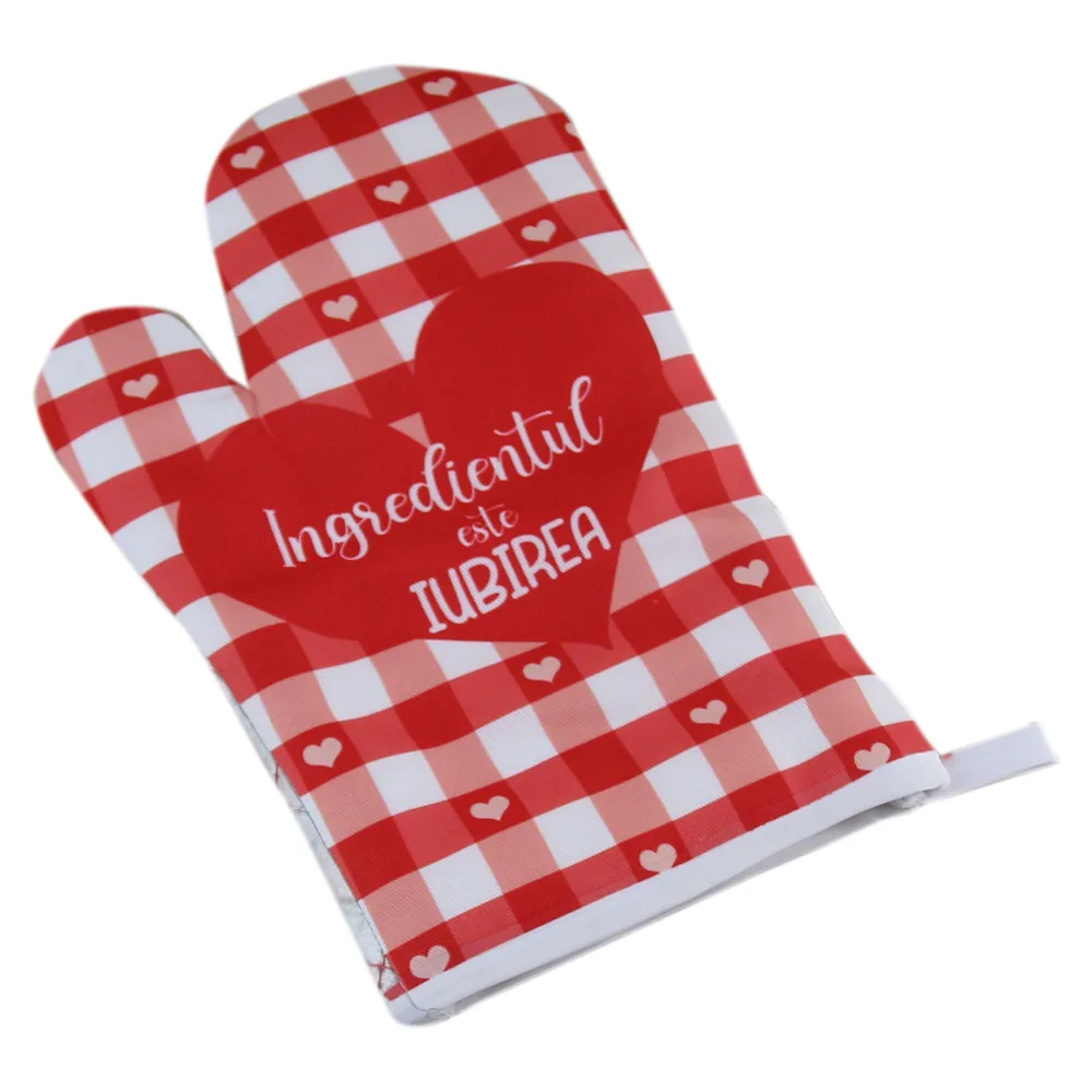 Manusa de bucatarie din textil "Ingredientul este Iubirea" 26 CM