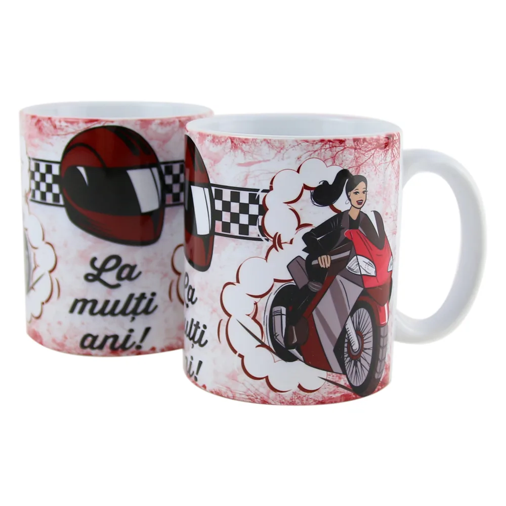 Cana ceramica "La multi ani!", 330 ml, Motocicleta