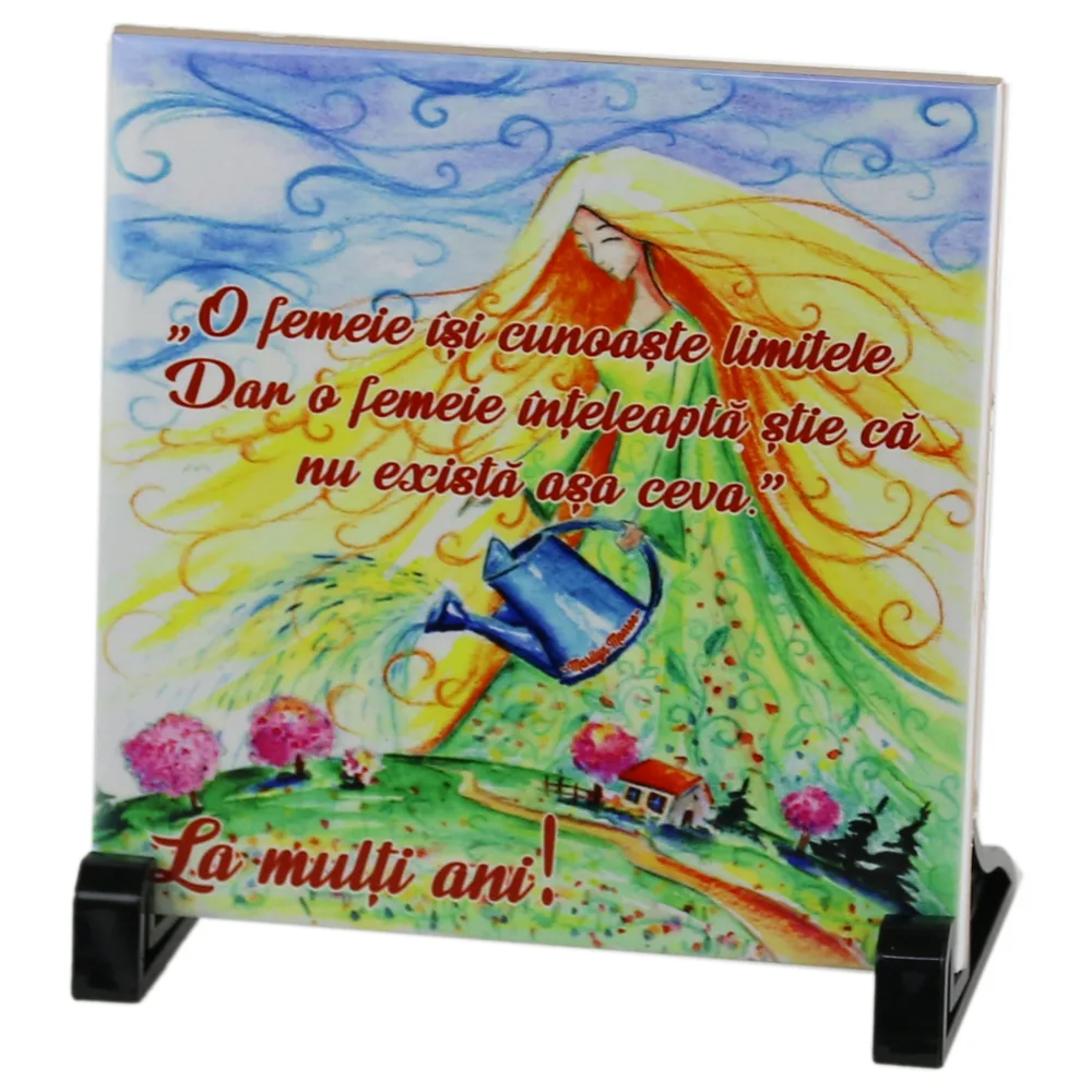 Placa decorativa "O femeie isi cunoaste limitele...", 15x15 CM
