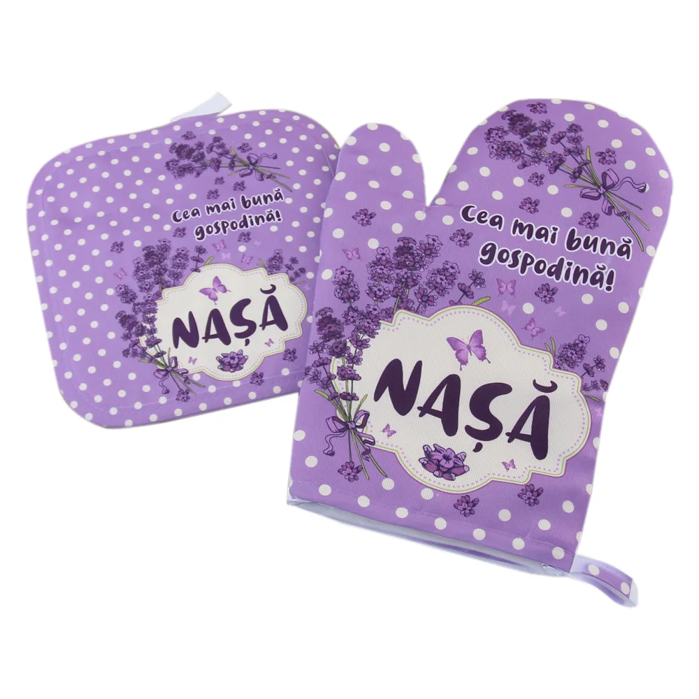 Set manusa si suport oala "Nasa, cea mai buna gospodina!", lavanda