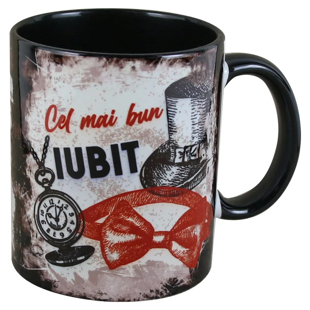 Cana ceramica "Cel mai bun Iubit", 330 ml, Negru