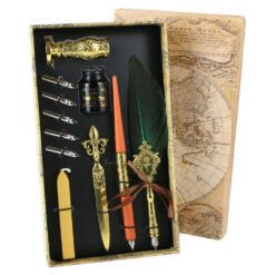 Set de Caligrafie cu Pana, stil Vintage, World map - 11 piese